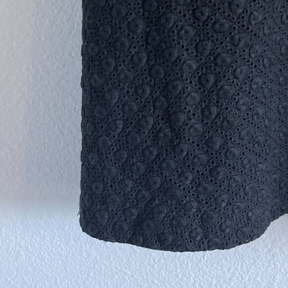 Theory Etiara Eyelet V-Neck Sleeveless A-Line Black Mini Dress Size 10 - Picture 8 of 12